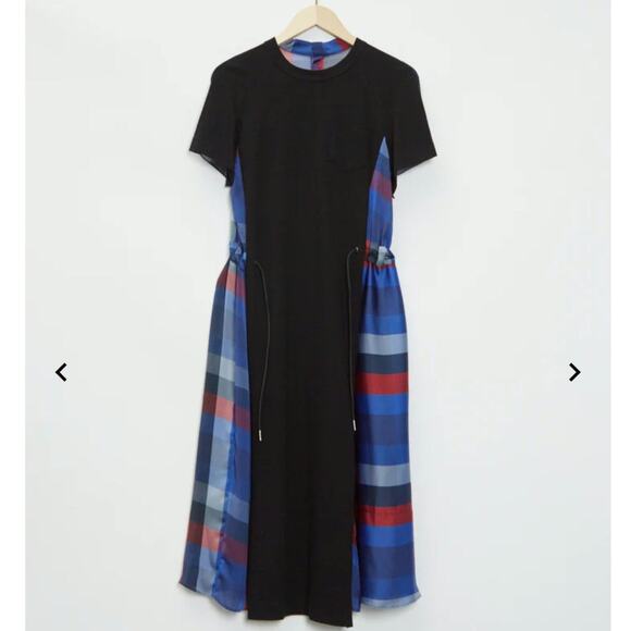 SACAI PLAID COTTON JERSEY MIDI DRESS, SIZE ??? - Picture 2 of 10
